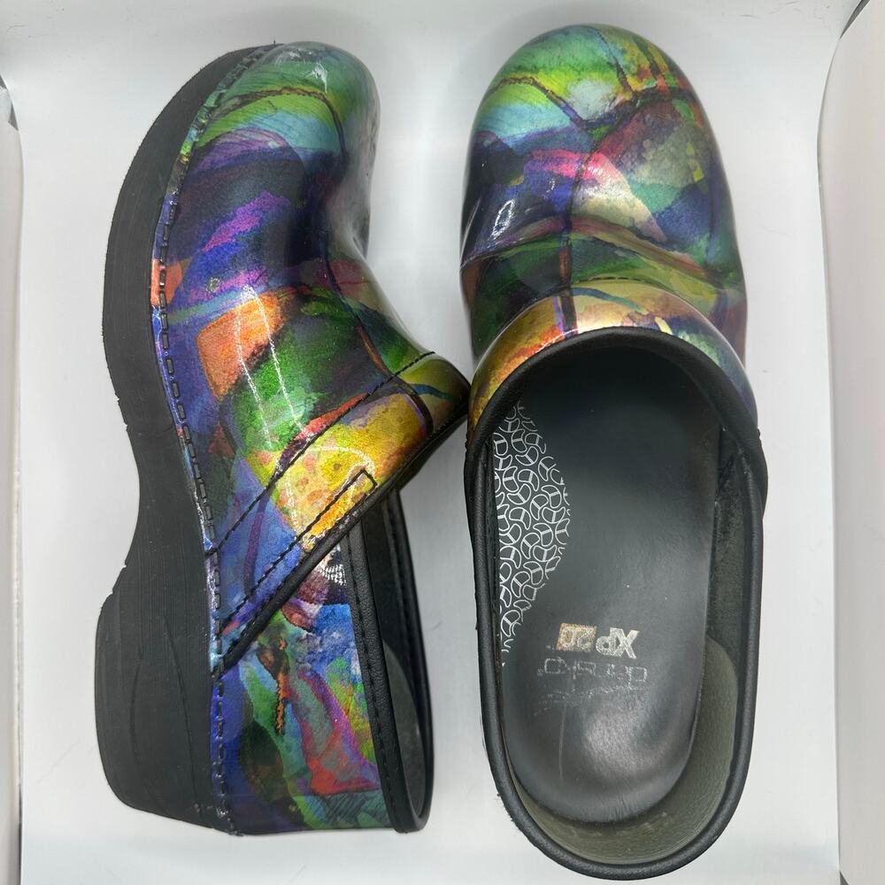 Dansko XP 2.0 Professional Clogs Multi Color Patent Leather Nursing Shoes Womens
